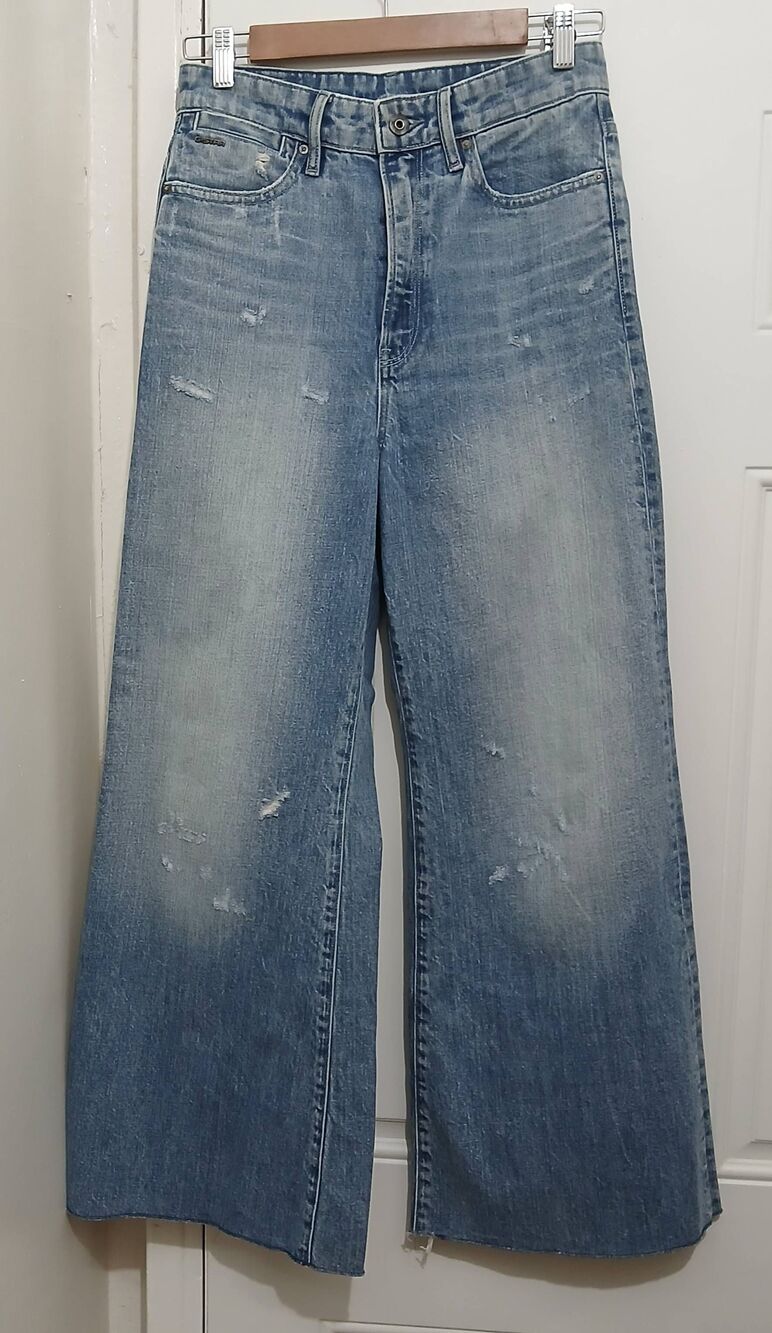 G star raw womens size 27 DECK ULTRA HIGH wide leg light was jeans pants